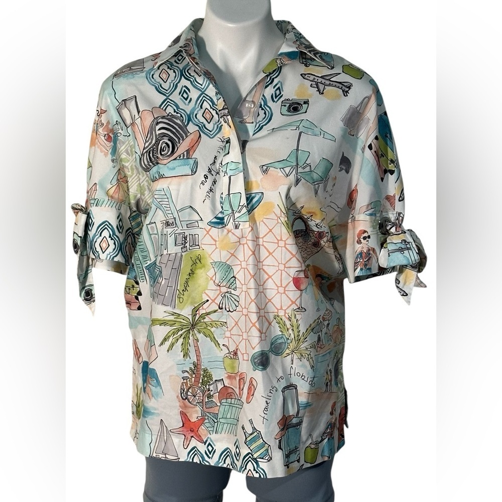Chicos Bow & Grommet women’s tunic top, size 4,